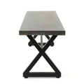 Outdoor Aluminum Dining Bench With Steel Frame, Grey Black Grey Black Aluminium