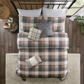 6 Piece Printed Herringbone Quilt Set With Throw Pillows Neutral King Cal King Neutral Polyester