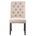Fabric Upholstered Wooden Chair With Button Tufting, Set Of 2, Beige And Black Beige Black Wood Fabric
