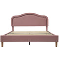 Queen Size Velvet Upholstered Smart Led Bed Frame With Adjustable Height Headboard,No Box Spring Needed,Easy Assembly,Pink Box Spring Not Required Queen Pink Wood Bedroom Cute,Modern Bed Frame Wood