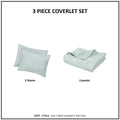 4 Piece Cotton Reversible Embroidered Quilt Set With Throw Pillow Aqua Full Queen Full Aqua Cotton