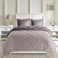 3M Scotchgard Diamond Quilting Reversible Down Alternative Comforter Set King Grey Polyester