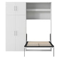 Twin Size Murphy Bed With Lockers And Wardrobes, White Box Spring Not Required Twin White Murphy Solid Wood Mdf