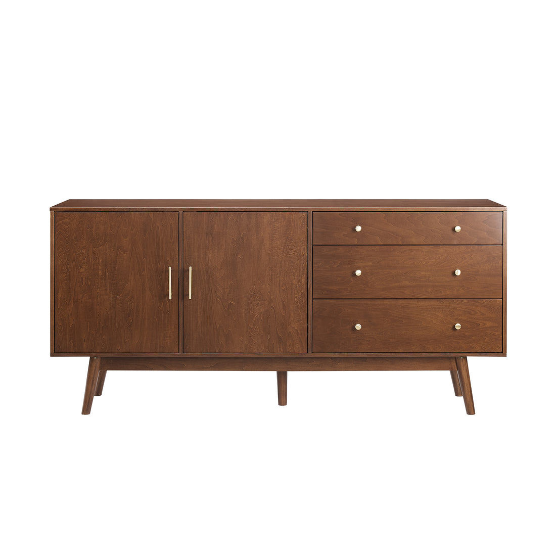 Mid Century Modern Minimalist 2 Door Sideboard Walnut Walnut Mdf