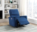 Modern Living Room 1Pc Power Rocker Reclining Chair Blue Velvet Upholstery Solid Wood Frame Luxury Home Furniture Navy Velvet Wood Primary Living Space Modern Solid Wood