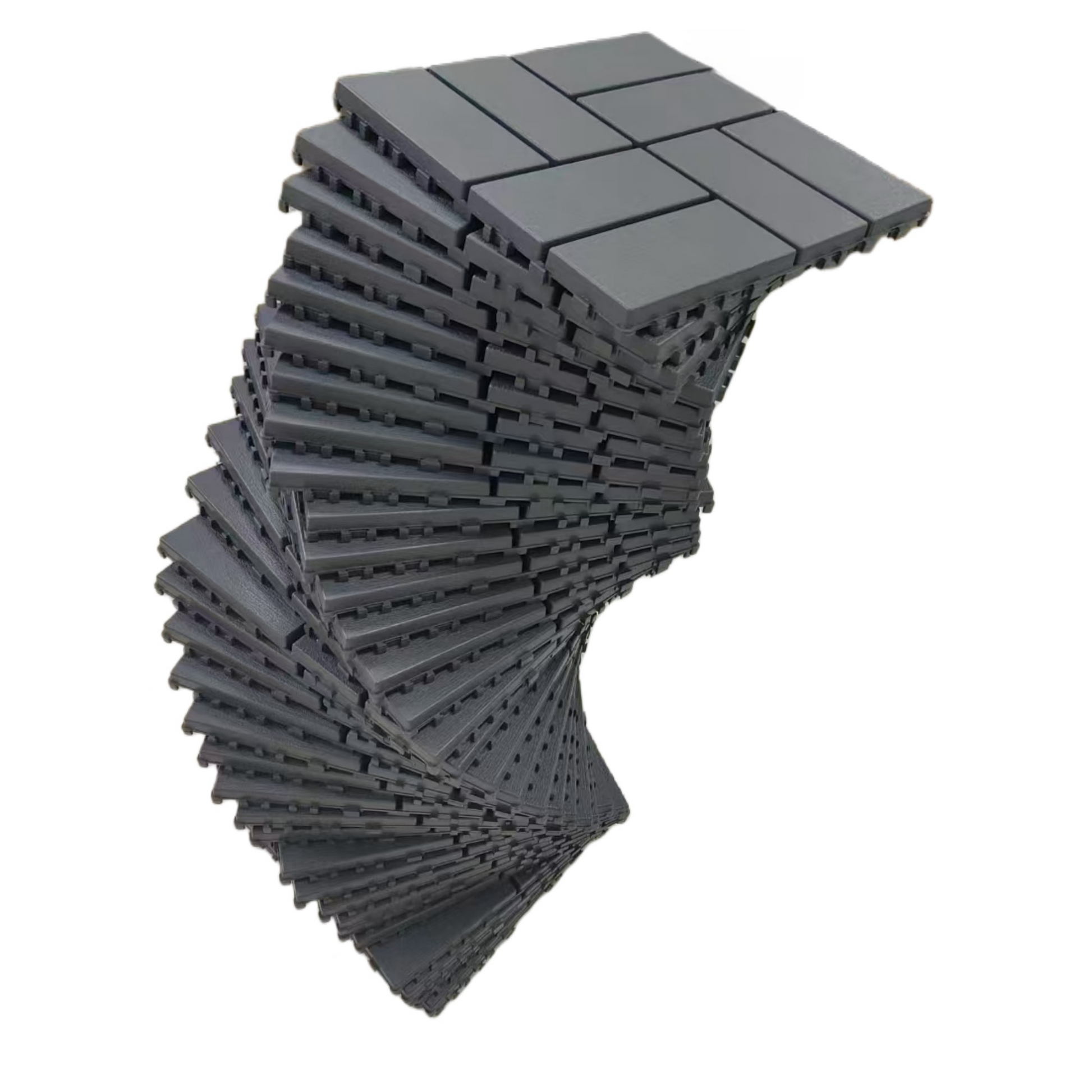 Plastic Interlocking Deck Tiles, 36 Pack, 12"X12" Waterproof Outdoor All Weather Use Patio Tiles With Enhanced Drainage Design, Perfect For Poolside, Balcony, And Backyard Grey Grey Plastic