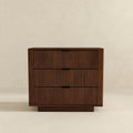 Lola Walnut Nightstand 3 Drawer Brown,Walnut,Wood Brown 3 Drawers Bedroom Bedside Cabinet Mid Century Modern Solid Wood Walnut Finish Solid Wood