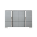 Elegant Modern Dresser With Metal Handle,Mirrored Storage Cabinet With 6 Drawers For Bedroom,Living Room,Grey Grey Mdf Metal