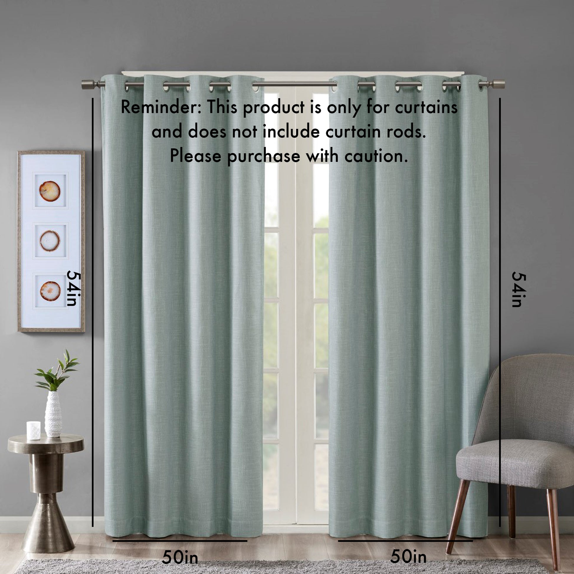 Printed Heathered Blackout Grommet Top Curtain Panel Only 1 Pc Panel Dusty Seafoam Polyester