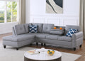 Irine Faux Leather Sectional Sofa With Ottoman Gray Faux Leather Medium Firm Cushion Back Contemporary Foam Faux Leather 3 Seat