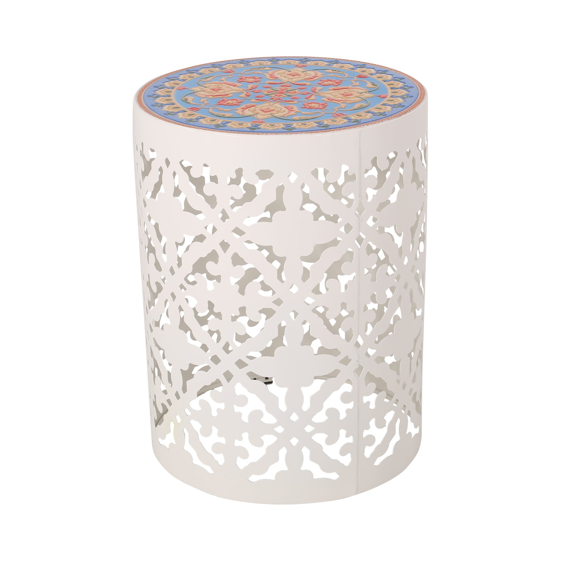 Castana Side Table White Mesh