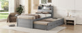 Twin Size Wooden Led Platform Bed With Trundle, With Storage Headboard, With Drawers, Gray Twin Gray Plywood