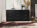 Modern Black 9 Drawer Dresser For Bedroom Large Storage Wide Chest Of Drawers, Sturdy & Safe Black Primary Living Space American Design,Contemporary,Modern Melamine Engineered Wood