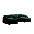 Oversized Modular Cushioned Sofa With Conversible Ottoman, 3 Seater Sofa With 2 Footstools, U Shape Sofa Ingreen Corduroy Fabric Green Corduroy 3 Seat