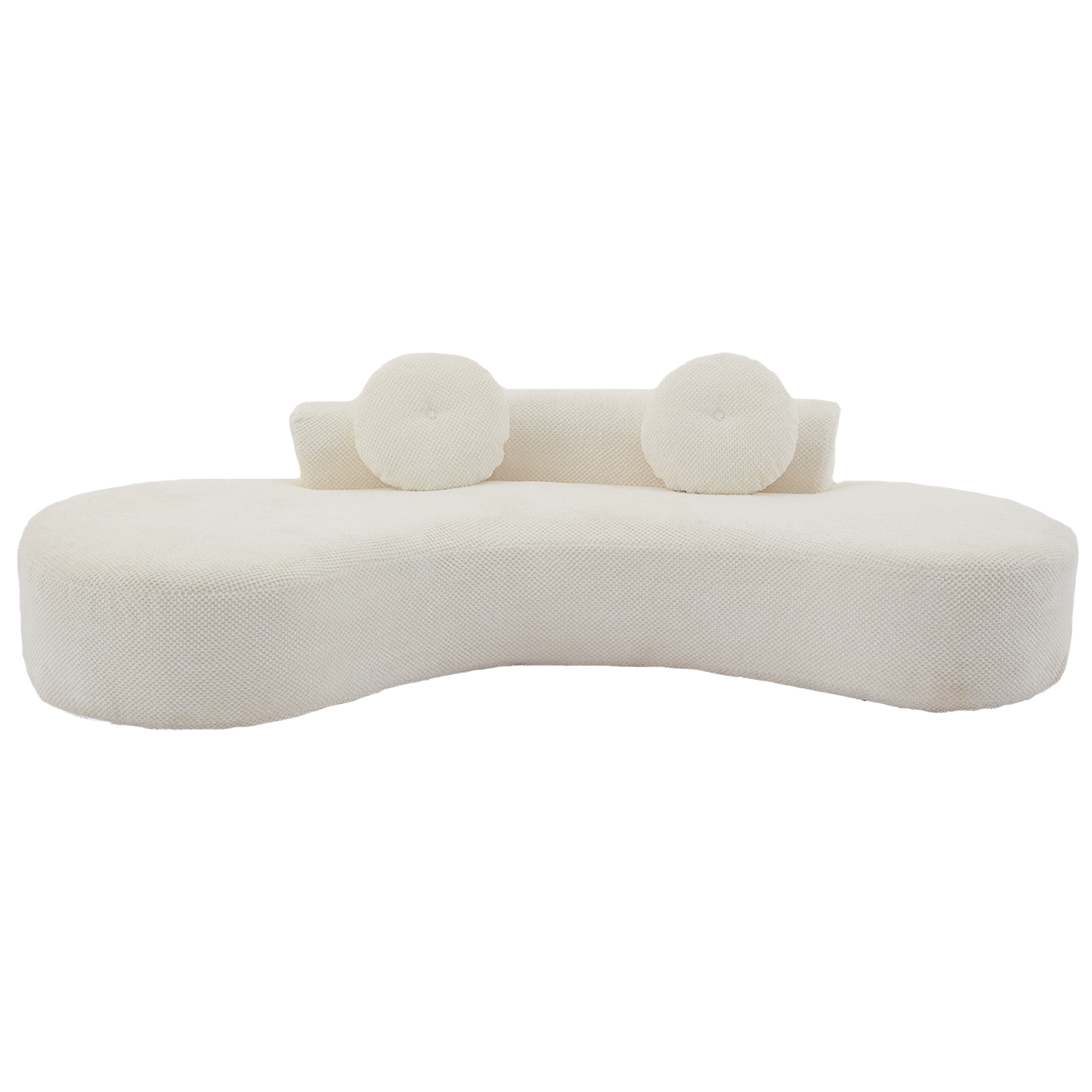 Arrived 105.5''Curved Sofa, Modern Minimalist Sofa, Cloud Couch Sofa 3 4 Seater Couch With 2 Pillows,Bedroom, No Assembly Required, Point Shaped Corduroy, Anti Wrinkle Beige Beige Polyester Primary Living Space Tight Back Soft Modern Foam Upholstered 3