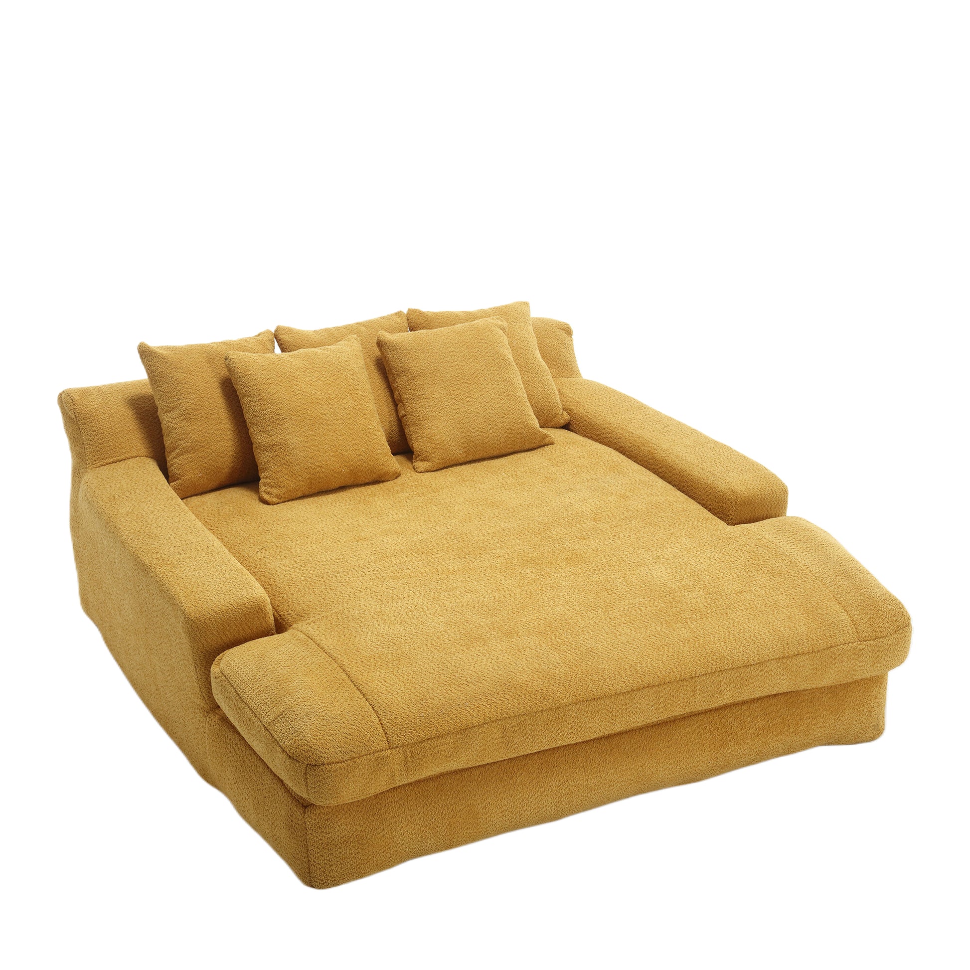 Coolmore Chenille 2 Seater Lazy Sofa With 5 Back Pillows,Comfy Sofa Deep Seat Couch For Living Room,Club Mustard Yellow Mustard Yellow Primary Living Space Modern Foam Chenille 2 Seat