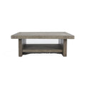 50 Inch Square Coffee Table, Concrete Laminated Surface, Distressed Gray Gray Wood