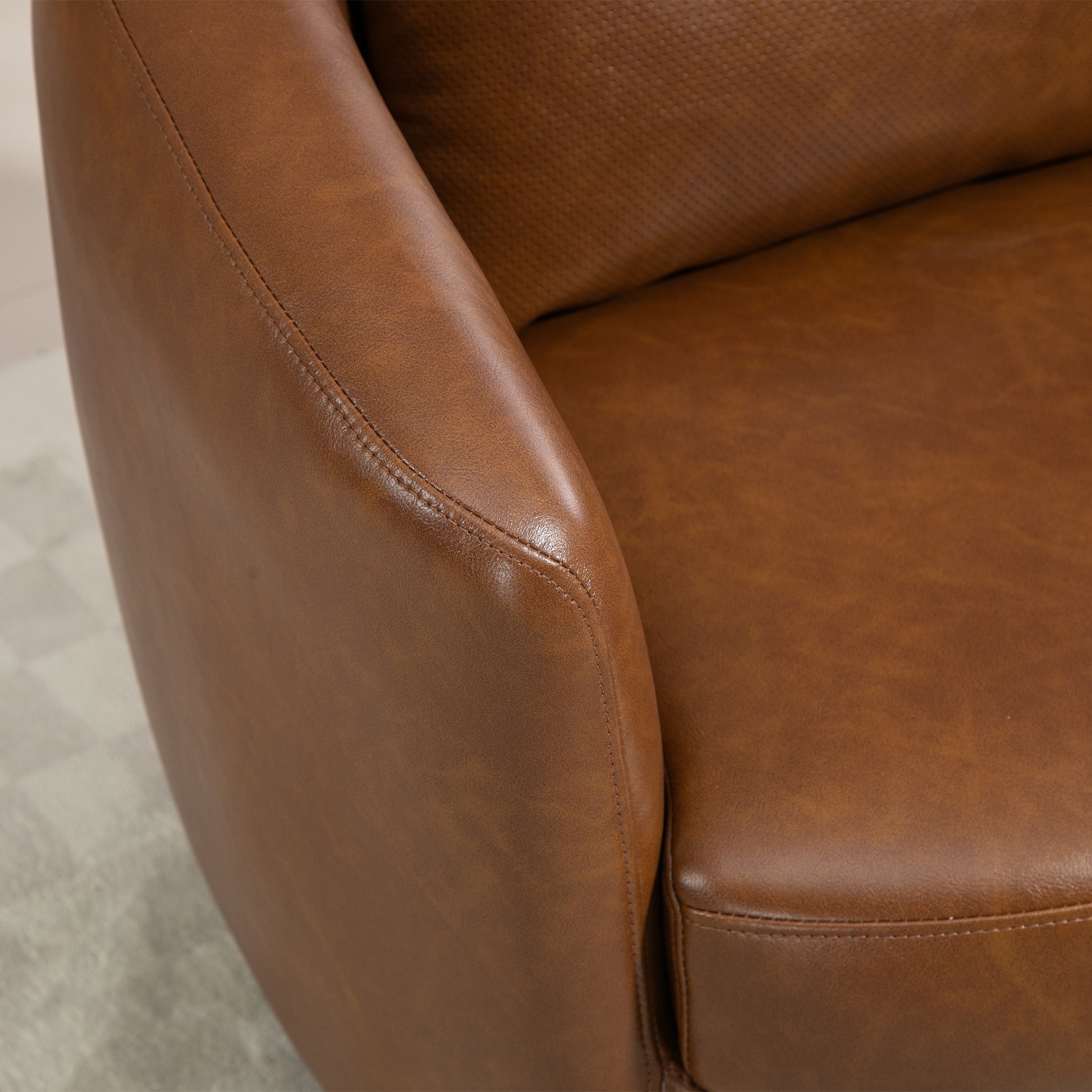 Upholstered Swivel Barrel Armchair With Storage Modern Living Room Side Chair For Bedroom Office Reading Spaces Pu Light Brown Light Brown Upholstered