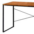 Sled Base Rectangular Table With X Shape Back And Wood Top, Brown And Black Brown Black Solid Wood