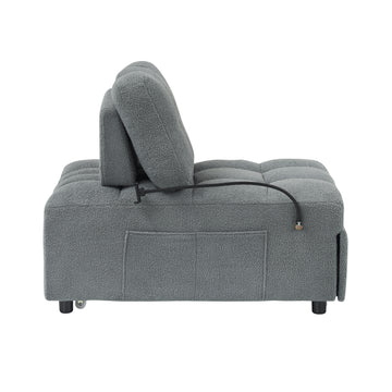 40.20 Inches Long, Teddy Sofa Fabric,A Convertible Sofa Cum Bed, For Apartment Office Living Room Gray Gray Teddy 1 Seat