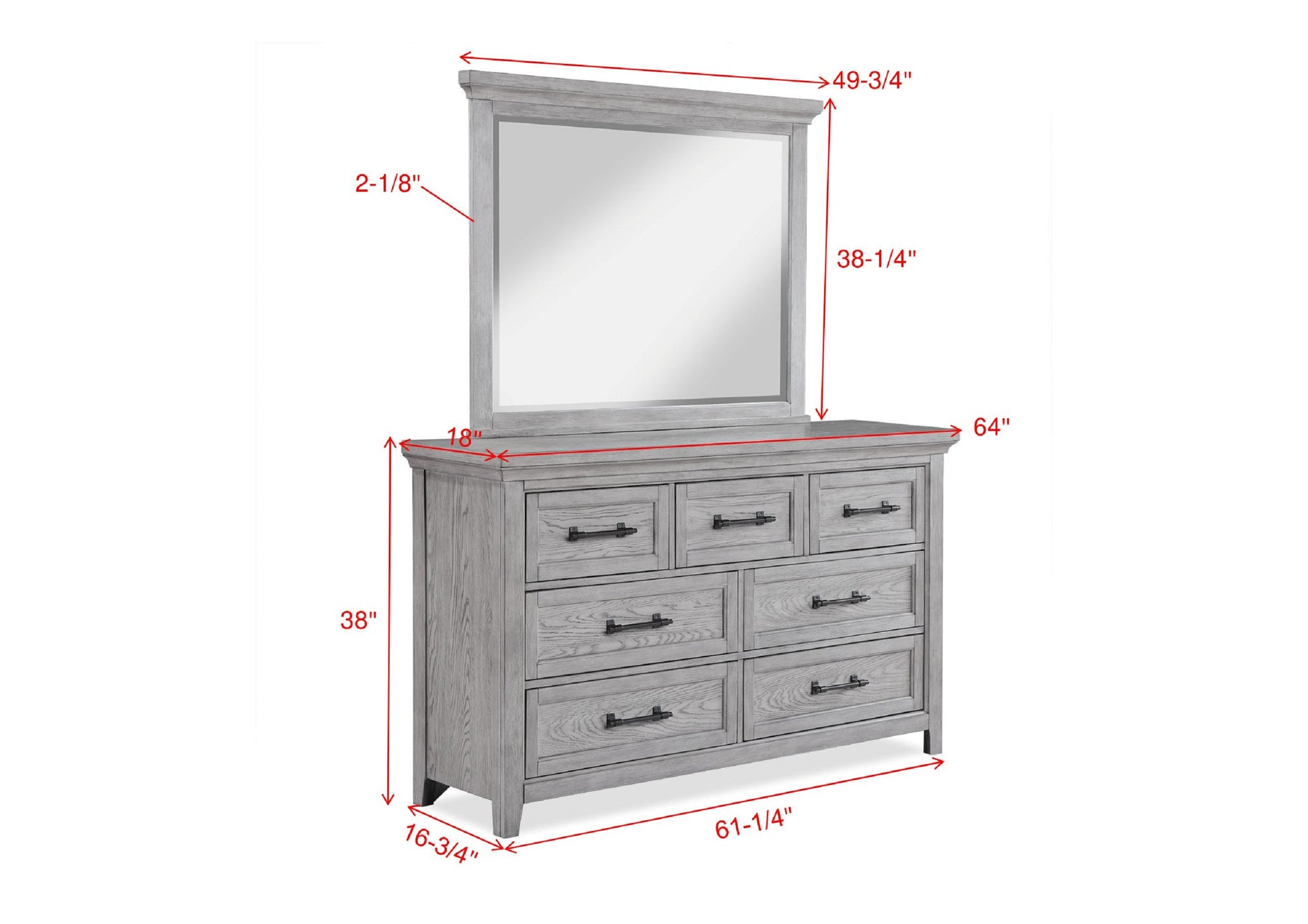 Contemporary Light Gray Finish 1Pc Dresser Wooden Bedroom Furniture Metal Pull Furniture Light Gray Bedroom Contemporary,Transitional Wood