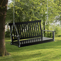 Outsunny 2 Seater Hanging Porch Swing Outdoor Patio Swing Chair Seat With Slatted Build And Chains, 440Lbs Weight Capacity, Black Black Wood