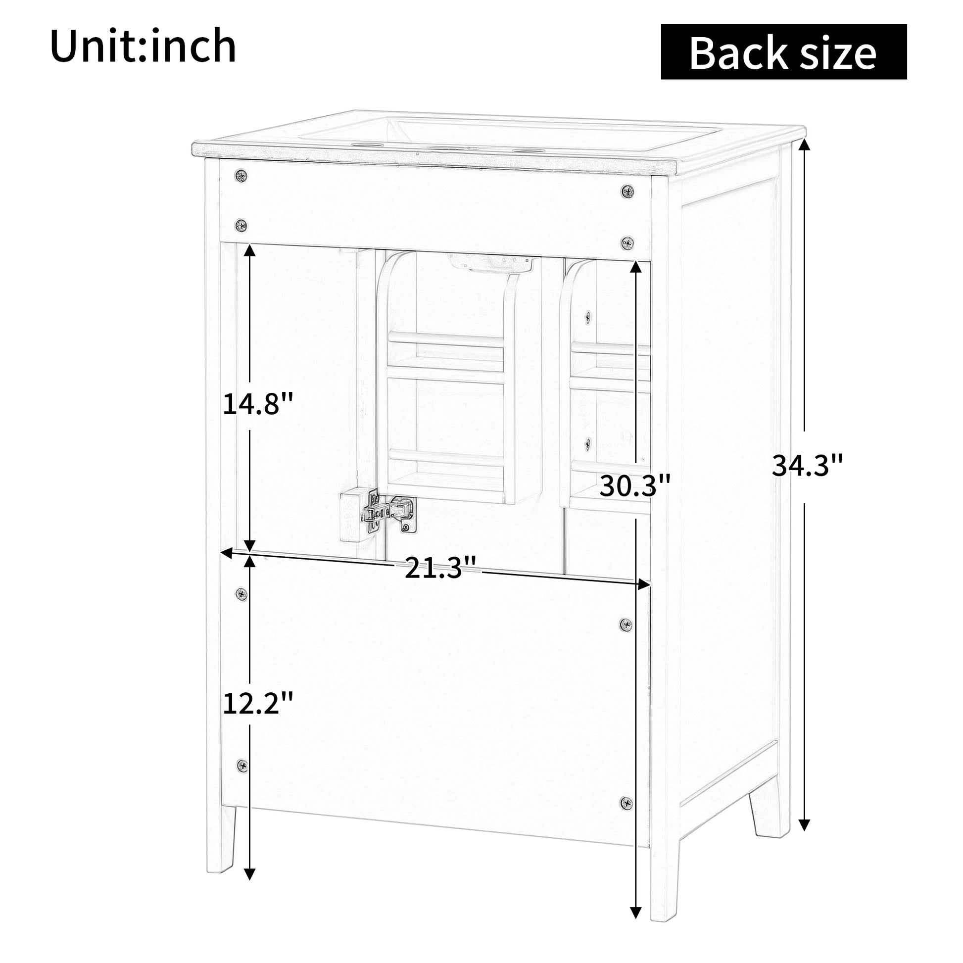 24" Bathroom Vanity With Sink, Bathroom Vanity Cabinet With One Drawer And Doors, Solid Wood And Mdf, White White Solid Wood Mdf