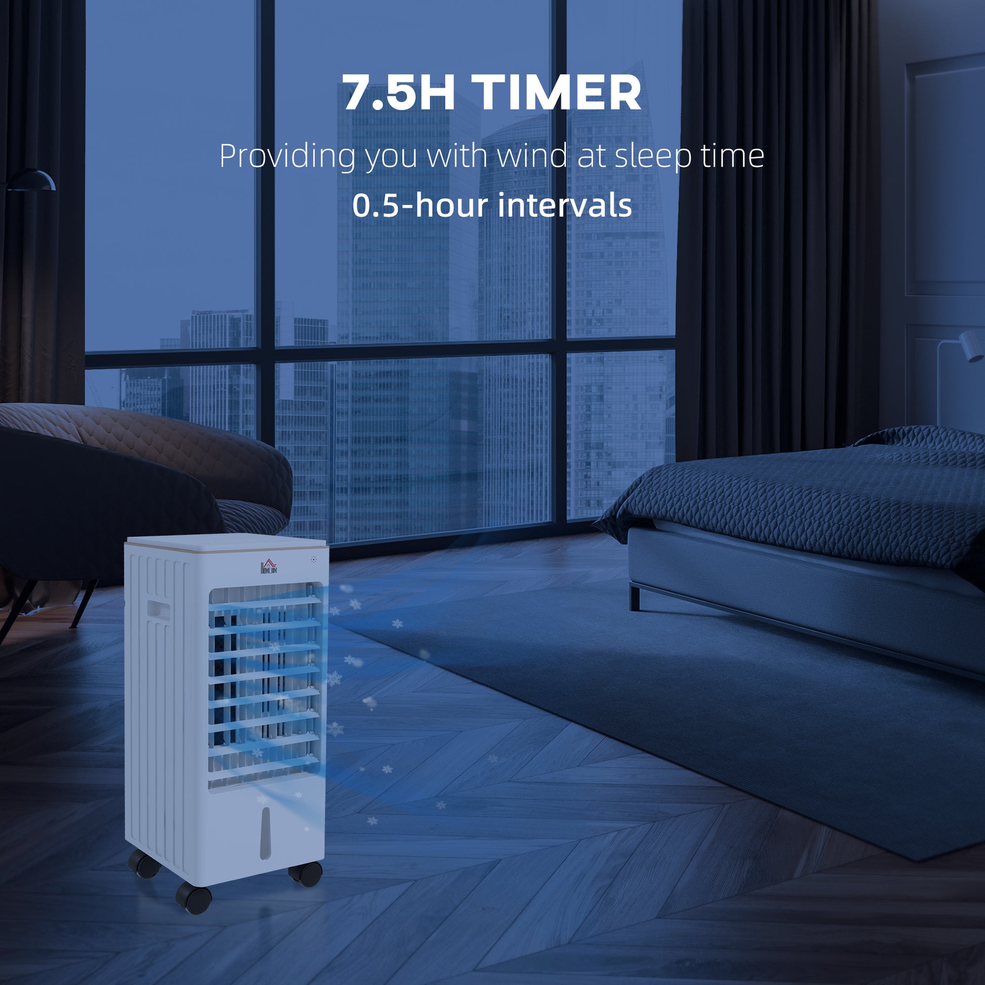 Homcom 21" Evaporative Air Cooler With Ice Packs, 3 In 1 Ice Cooling Fan, Portable Swamp Cooler With Water Tank, 7.5H Timer, 60 Oscillating, Remote, For Home Office Bedroom, White White Abs