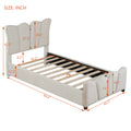 Twin Size Upholstered Platform Bed Velvet Upholstered Bed, Beige Twin Beige Velvet