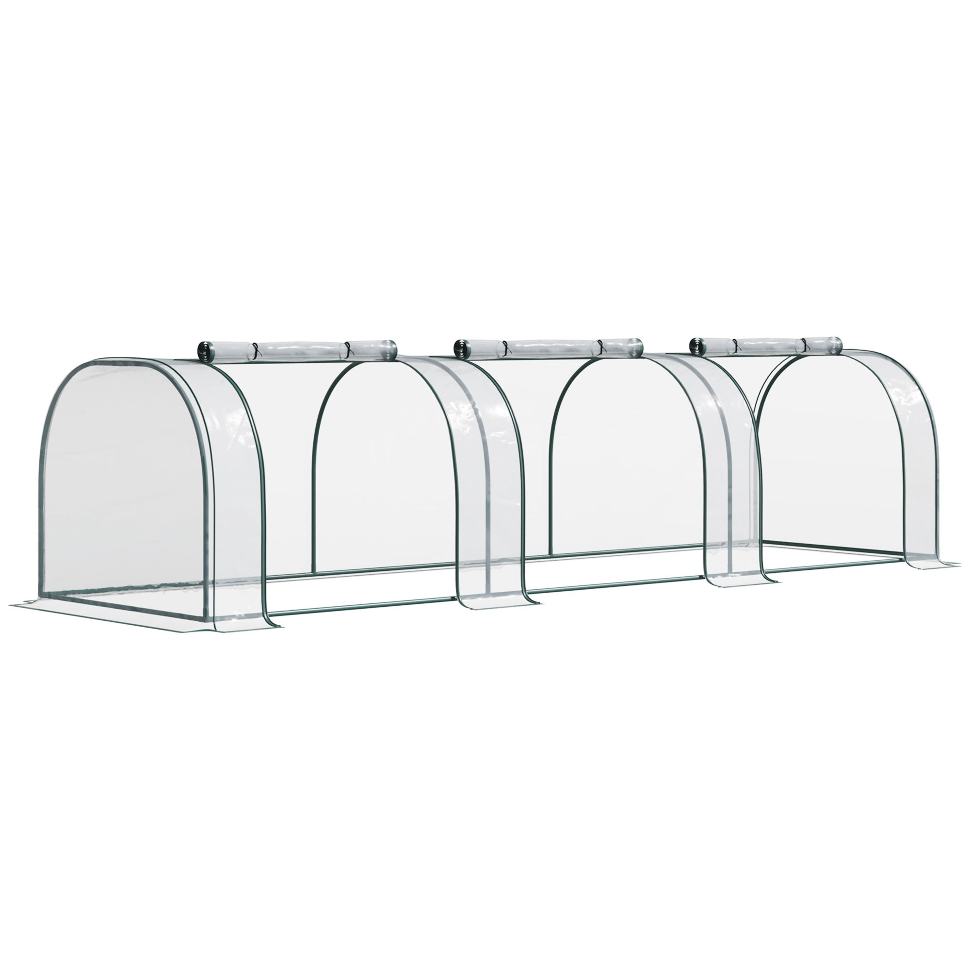 Outsunny 11' X 3' X 2.5' Mini Greenhouse, Portable Tunnel Green House With Roll Up Zippered Doors, Uv Waterproof Cover, Steel Frame, Clear Clear Pvc