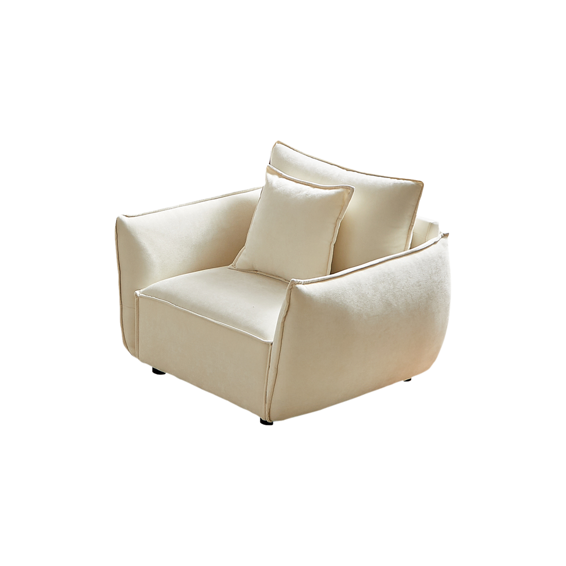 Mh 44" Minimalist Sofa, Living Room Upholstered Armchair Bedroom, Modern Living Room Sofa For Office Room, Living Room Beige Chenille Wood Primary Living Space Pine Foam Fabric 1 Seat