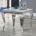 Glam Contemporary 1Pc End Table White Glass Top Silver Color Table Living Room Stainless Steel Cabriole Style Legs Silver,White Primary Living Space Classic,Modern,Transitional Coffee & End Tables Square Glass,Stainless Steel