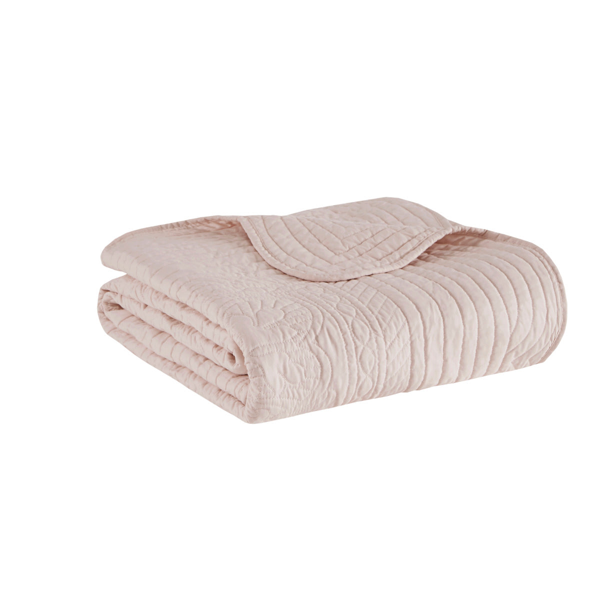 Oversized Quilted Throw With Soped Edges Blush 60X72" Blush Microfiber