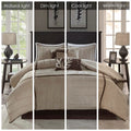 7 Piece Faux Suede Comforter Set Beige Queen Queen Beige Polyester