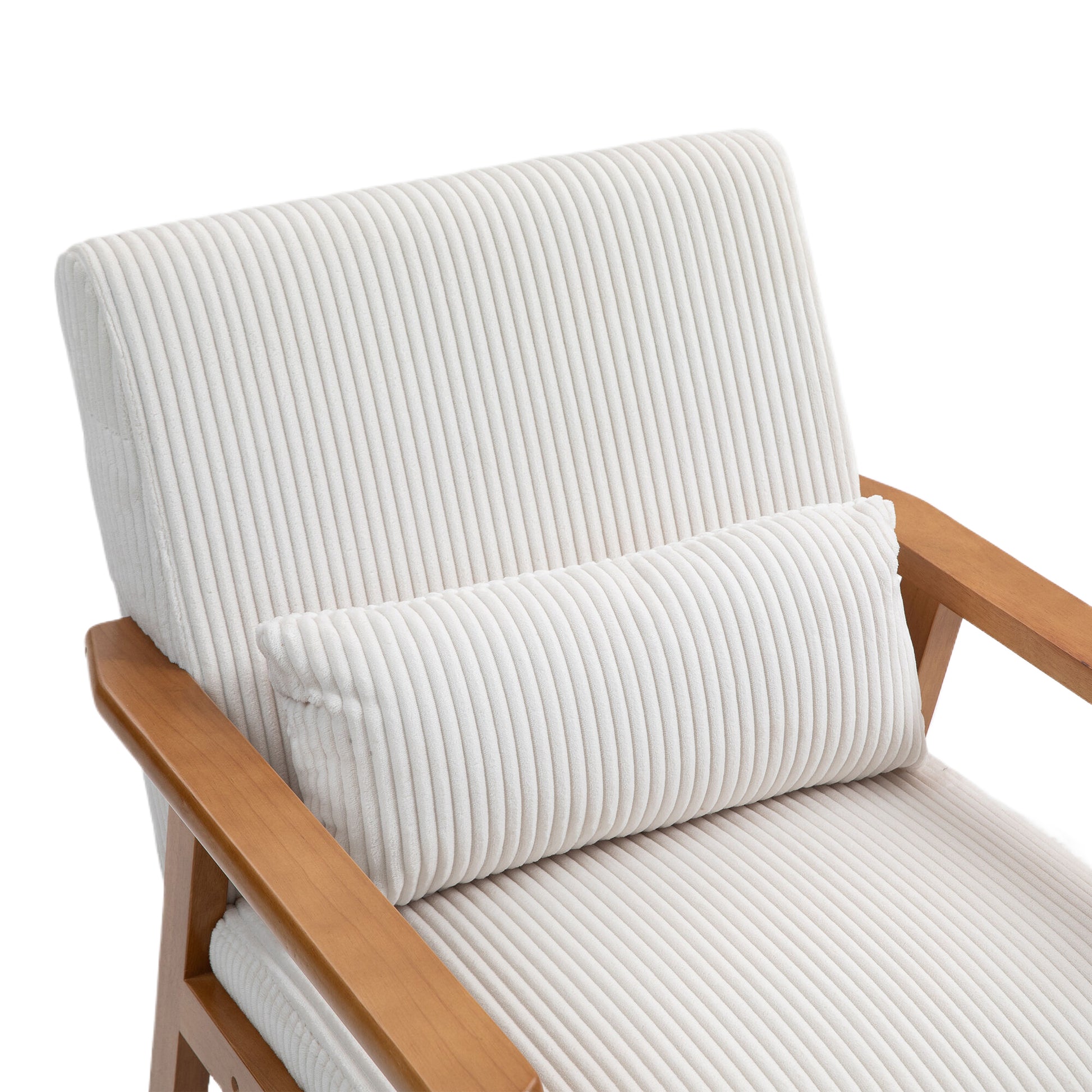 Leisure Chair With Solid Wood Armrest And Feet, Leisure Chair, Wood Frame, Velvet, Solid Rubber Wood Legs, Mid Century Modern Accent Chair, For Living Room Bedroom Studio Chair,Two Packs Beige Corduroy