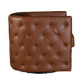 Capstone Tufted Barrel Swivel Chair Brown Wood