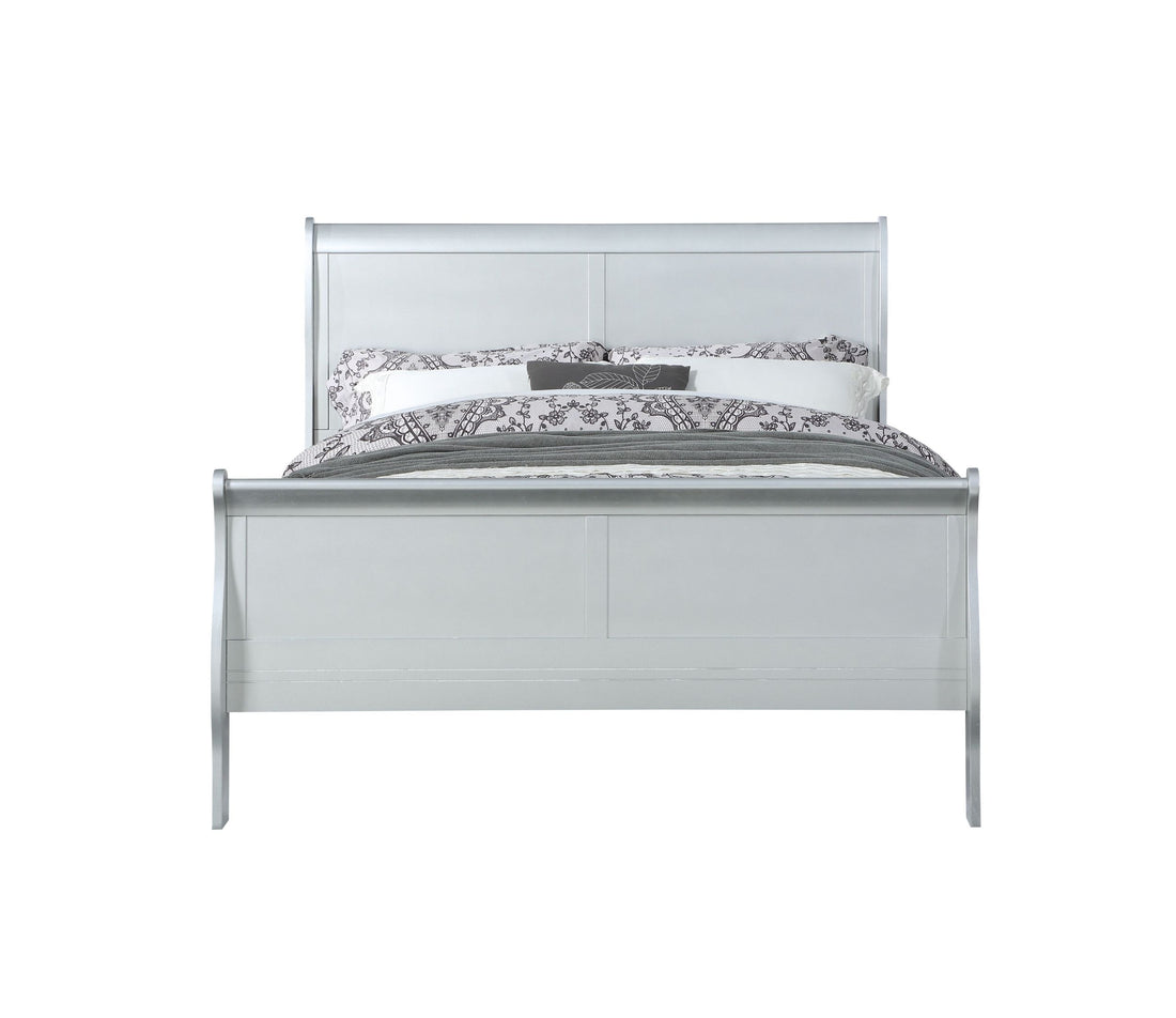 Platinum Queen Bed Box Spring Required Queen Gray Wood Casual Sleigh Wood