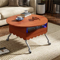 Round Lift Top Coffee Table With Wheels, Metal Frame And Multi Color Lighting In 27.6