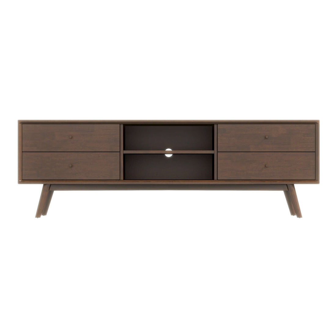 Caroline Mid Century Modern Style Walnut Tv Stand Up To 72" Brown,Dark Brown,Wood Brown 70 79 Inches Primary Living Space 70 79 Inches Mid Century Modern 70 Inches Solid Wood