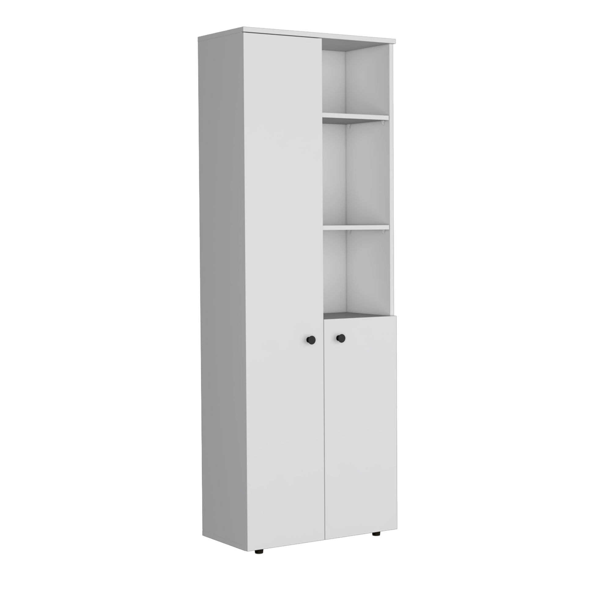 Riner Multistotage 67" H With 5 Tier Storage Shelves And 2 Doors, White White Solid Wood Mdf Engineered Wood