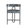 Coolmore Bar Stools Set Of 2, Modern Bar Stool With Back, Black Metal Frames, Upholstered Bar Stools For Kitchen Island, Pub, Club Gray Chenille Gray Foam Chenille