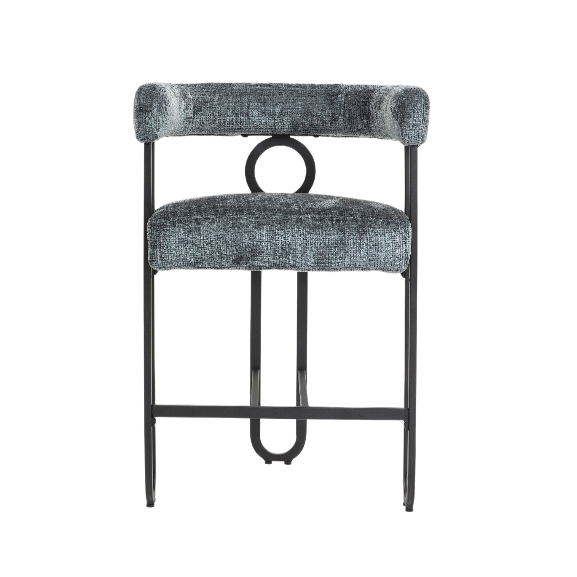 Coolmore Bar Stools Set Of 2, Modern Bar Stool With Back, Black Metal Frames, Upholstered Bar Stools For Kitchen Island, Pub, Club Gray Chenille Gray Foam Chenille