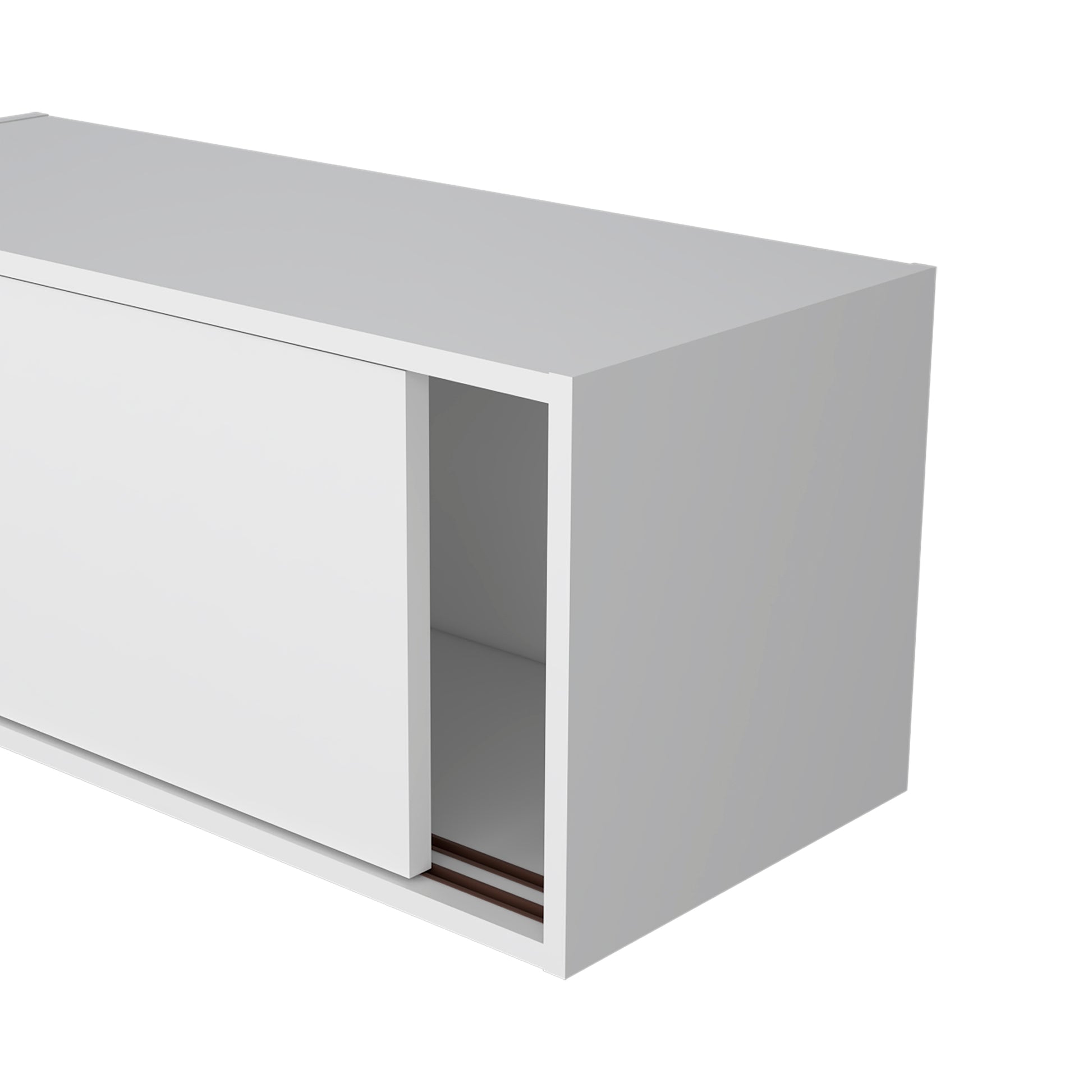 Anegam Floating Cabinet With Sliding Door, White Wall Mounted White Office Wall Mounted Modern Particle Board Melamine