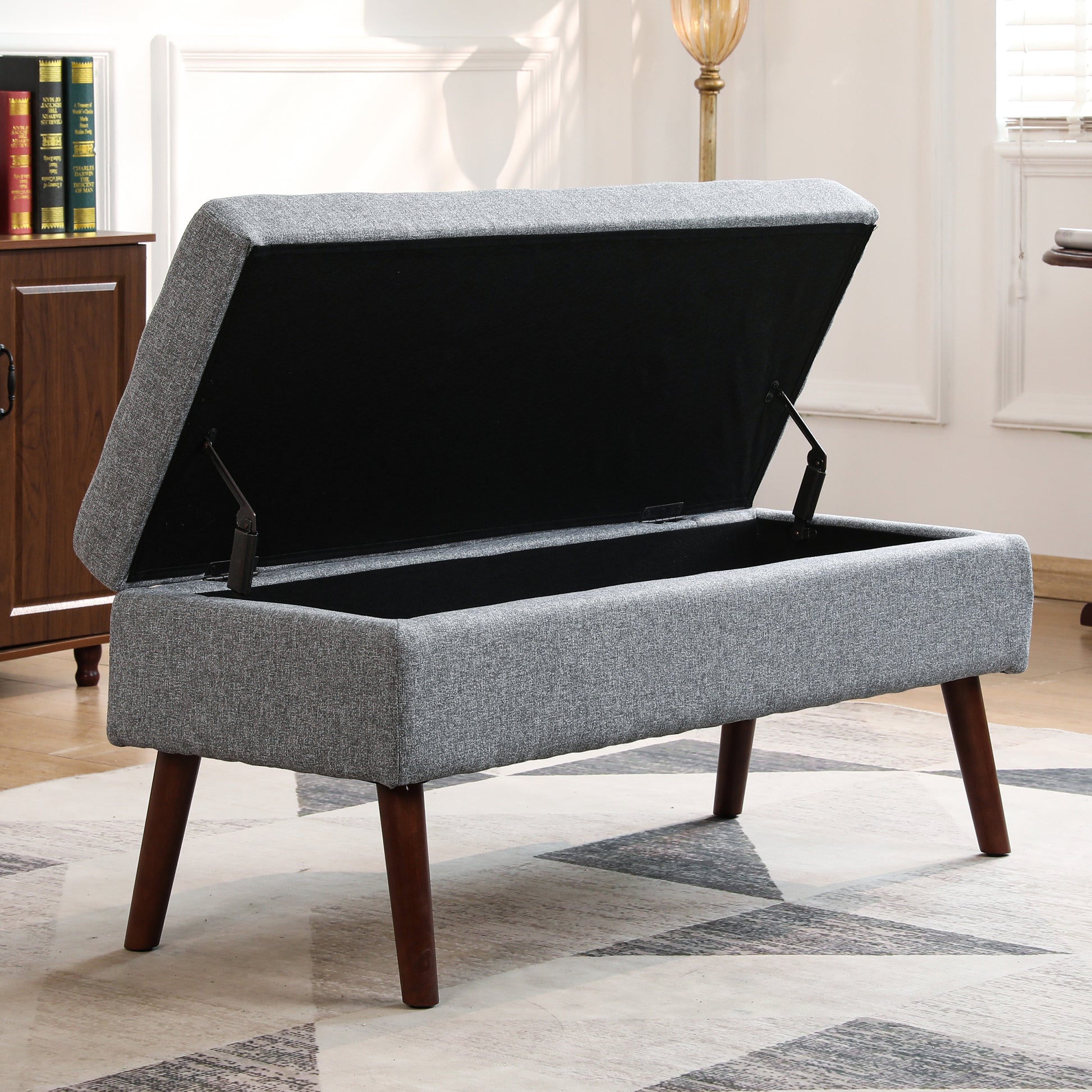 Storage Bench With Storage Bench For Bedroom End Of Bed Bench Foot Of Bed Bench Entryway Bench Storage Ottoman Bench 43.7" W X 18.1" D Grey Linen Bench Grey Flip Top Linen