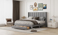 Queen Size Storage Bed Velvet Upholstered Platform Bed With A Big Drawer Gray Old Sku:Wf296854Aae Queen Gray Velvet