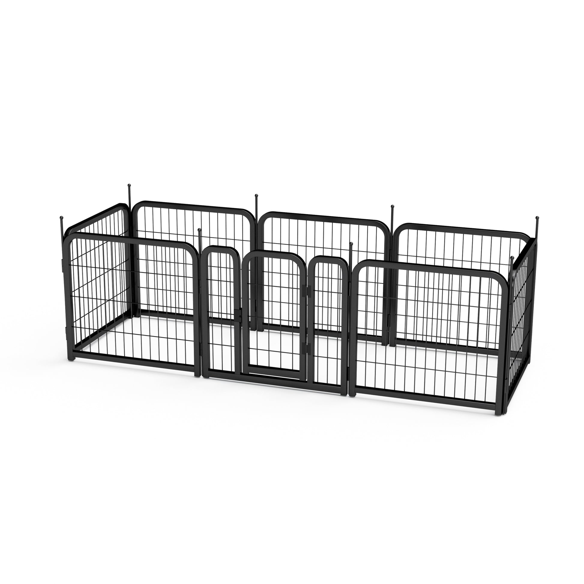 Dog Playpen Outdoor, 8 Panel Dog Fence 24" Pet Pen For Small Dogs Pet Exercise Pen For Puppy Rabbit Small Animals Portable Playpen For Rv Camping Garden Yard, Indoor. Black, 22.2'' W X 23.6'' H. Black Iron