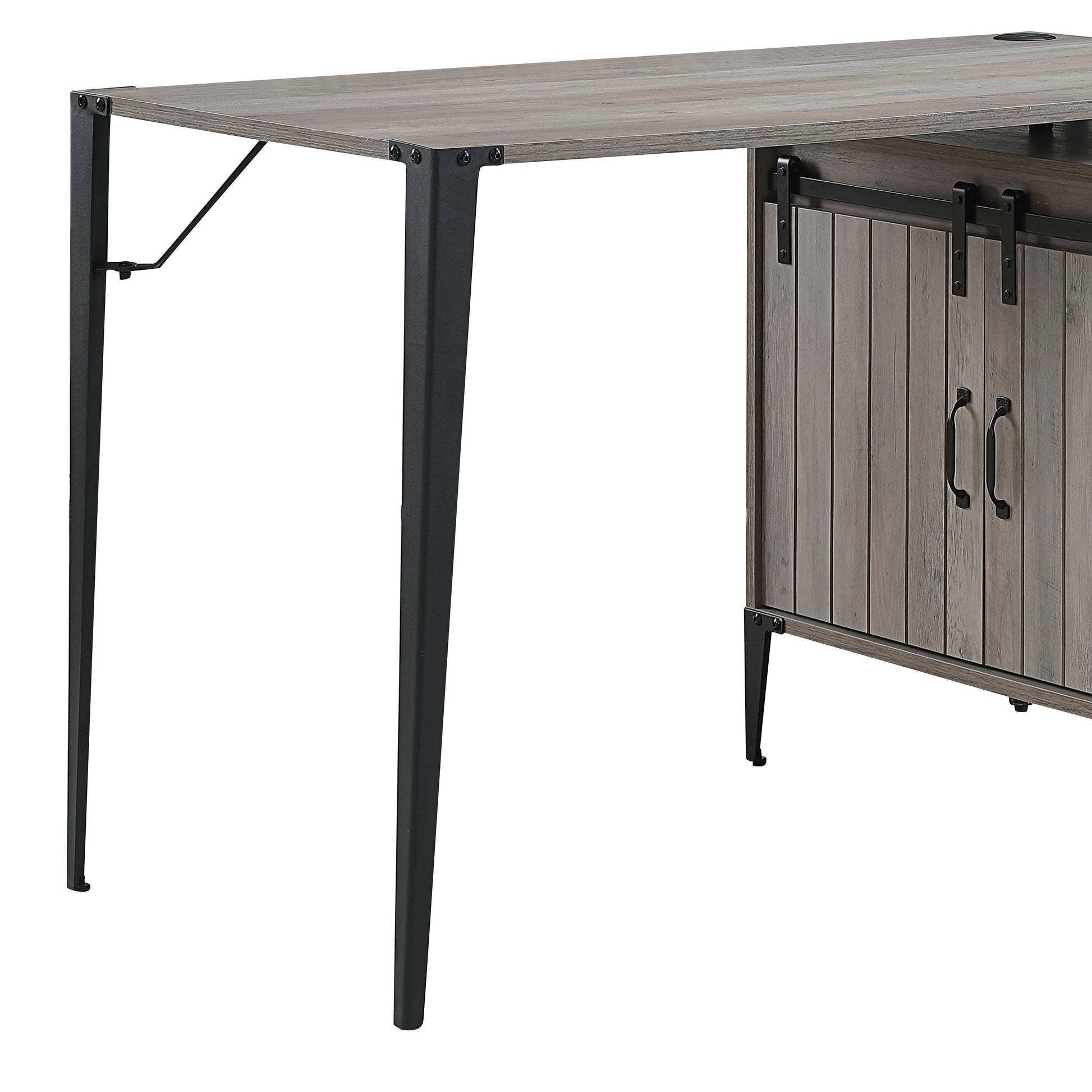Zakwani 48" Gray Oak & Black Finish Writing Desk Gray Synthetic Wood