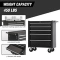 5 Drawer Rolling Tool Chest W Lock & Key, Tool Storage Cabinet With Wheels, Top Cushion & Drawer Liners, Tool Organizer Box For Garage, Warehouse & Repair Shop Black Steel