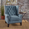 Accent Chair Blue Fabric