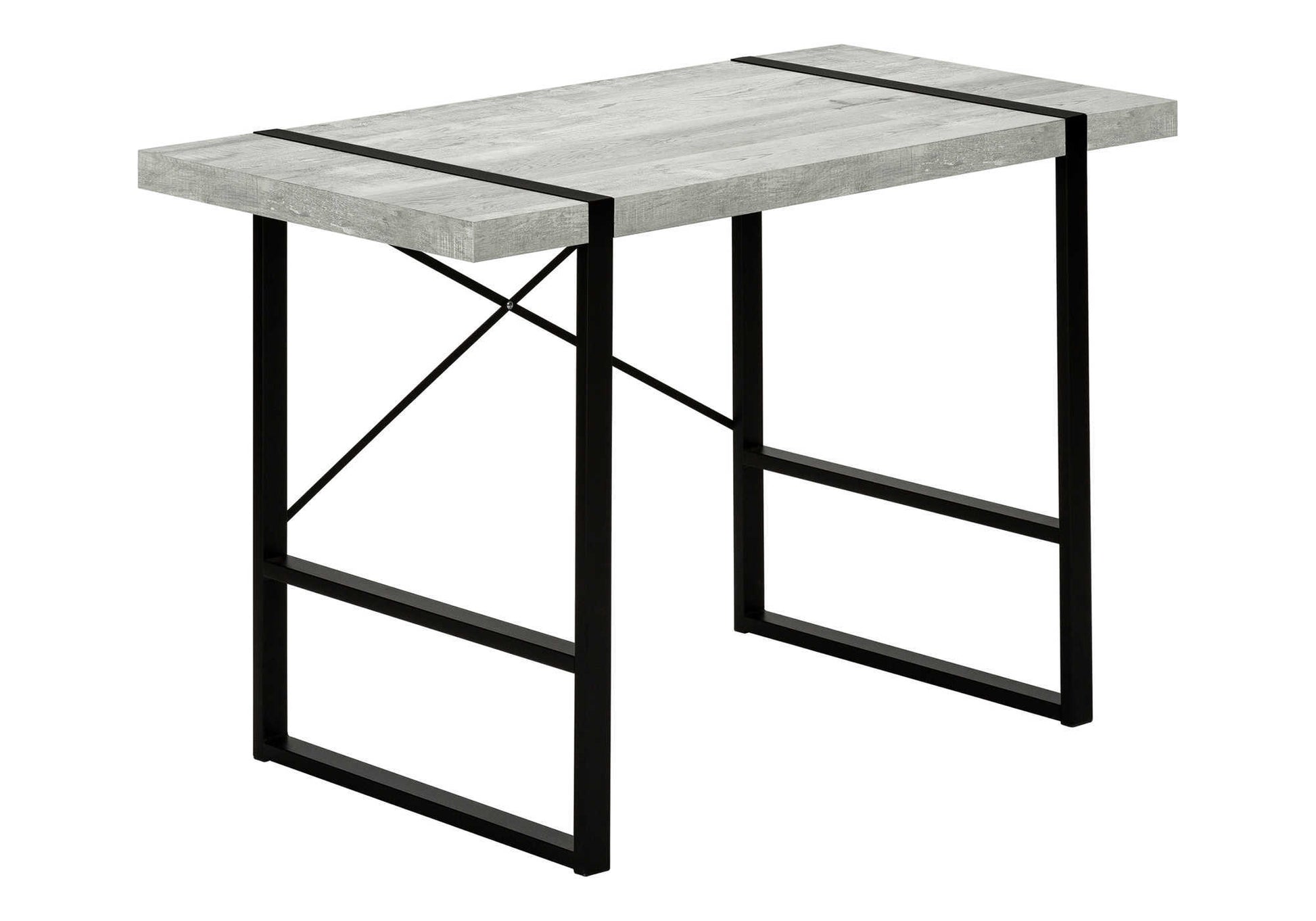 Computer Desk, Home Office, Laptop, 48"L, Work, Grey Laminate, Black Metal, Contemporary, Modern Grey Particle Board